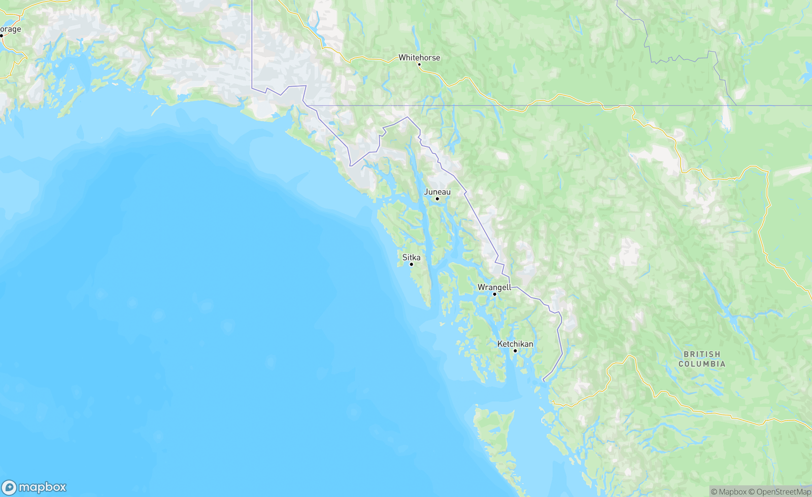 Map of Alexander Archipelago, AK, USA