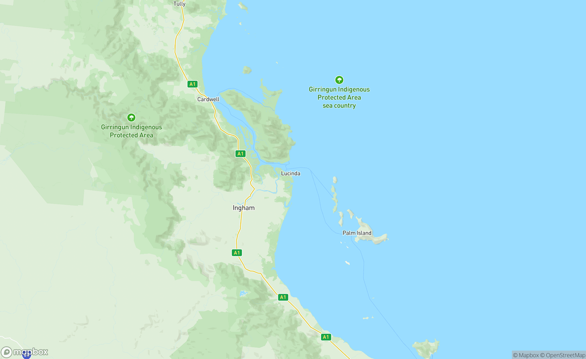 Map of Hinchinbrook Island, Palm Island & Britomart Reef, QLD, AUS
