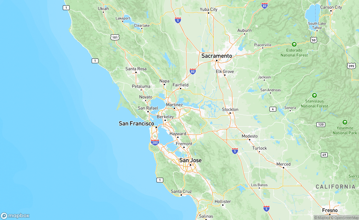 Map of San Francisco Bay, CA, USA