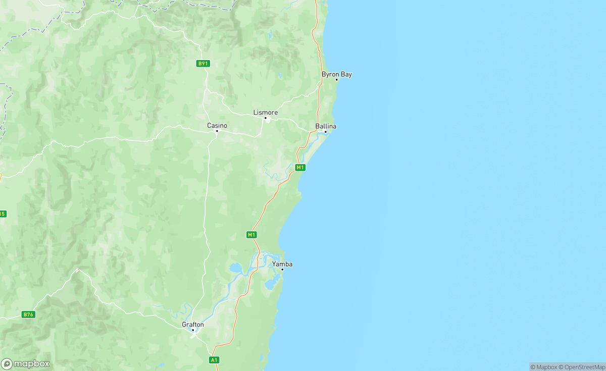 Map of Northern Rivers, NSW, AUS