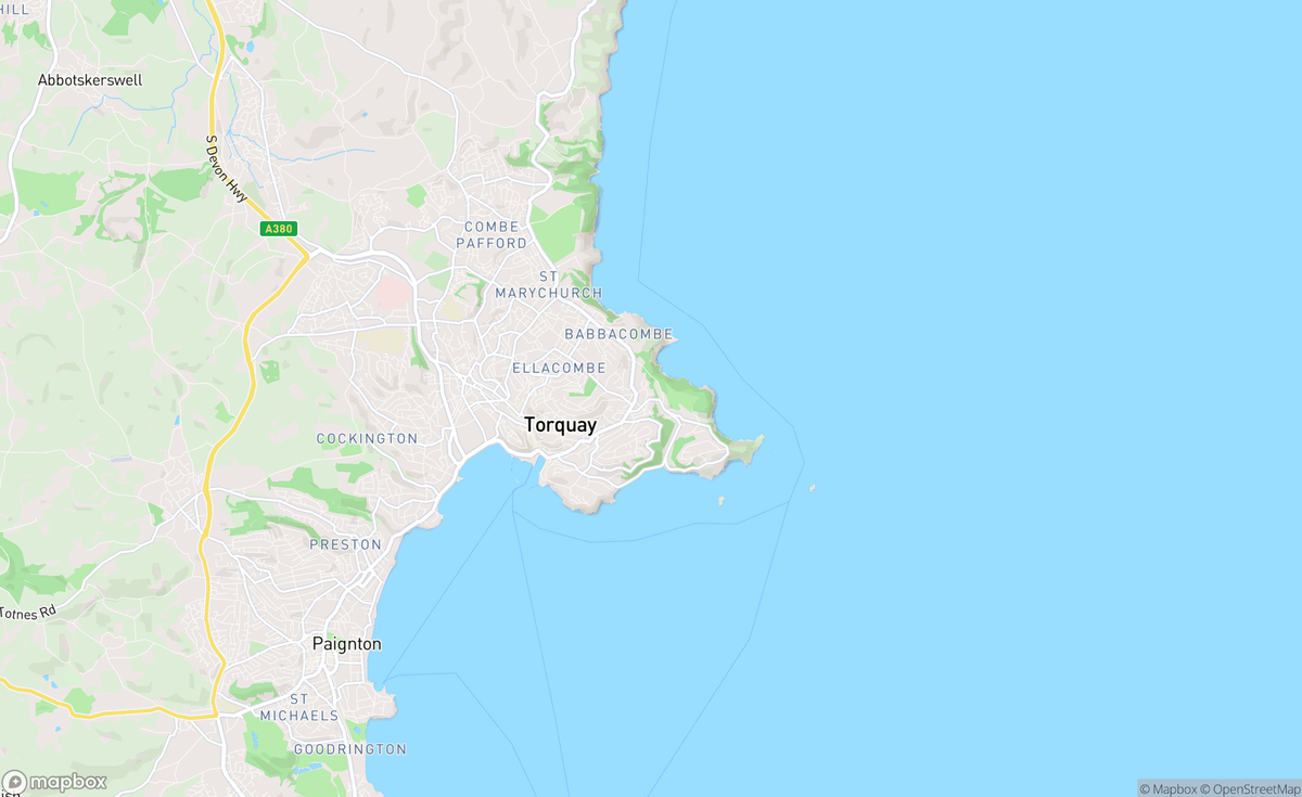 Map of Torquay, Devon, ENG, UK