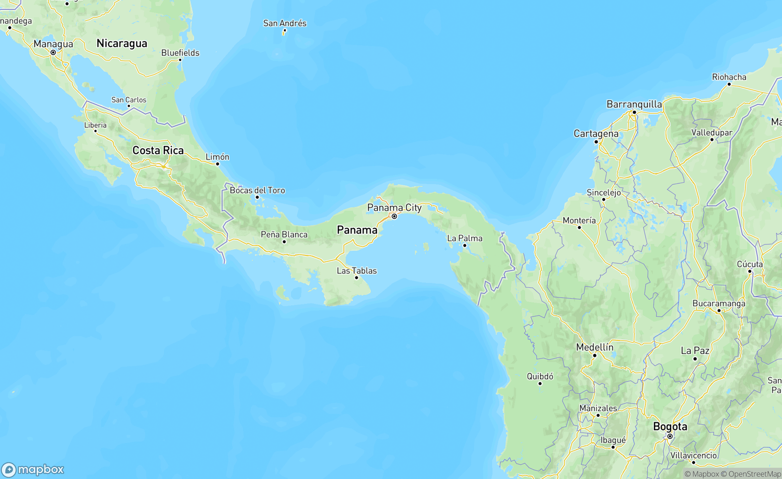 Map of Panama, Central America, PAN