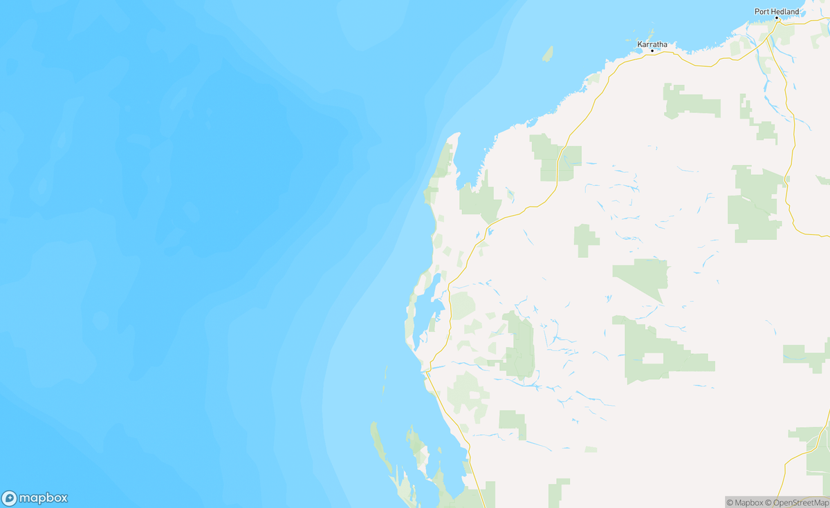 Map of Lake Macleod to Exmouth, WA, AUS
