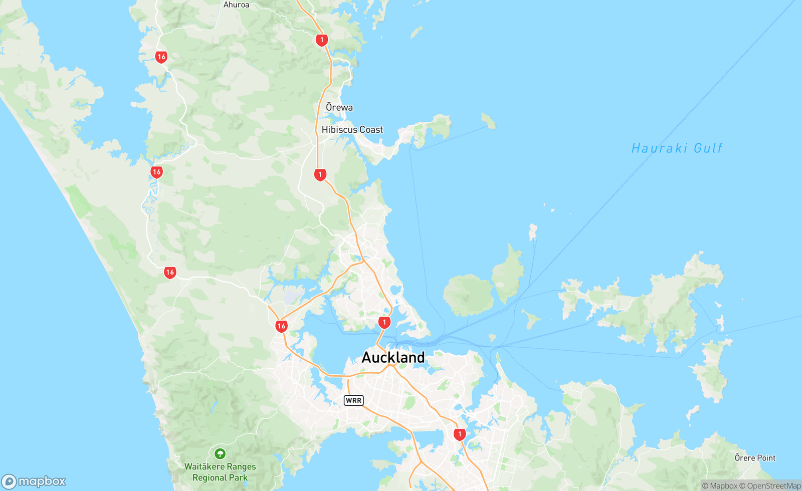 Map of Auckland Harbour, NZ