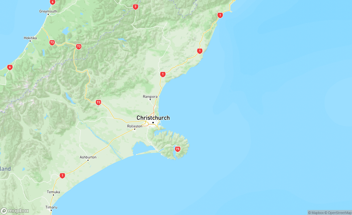 Map of Canterbury, NZ