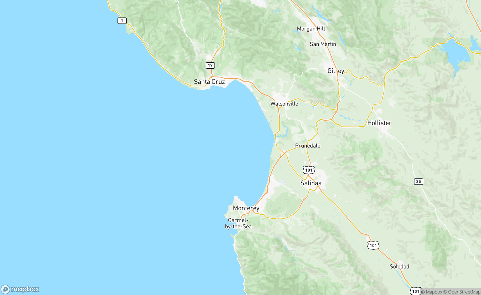 Map of Monterey Bay, CA, USA