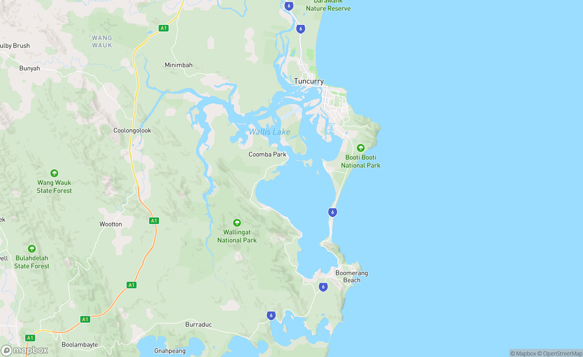 Map of Coolongolook River, Wallis Lake, Forster, NSW, AUS