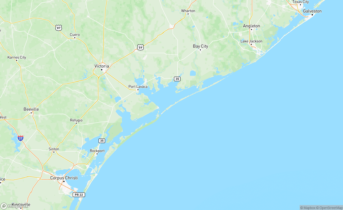 Map of Matagorda Bay, TX, USA