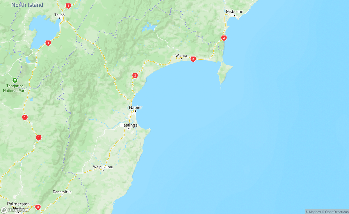 Map of Hawkes Bay, NZ