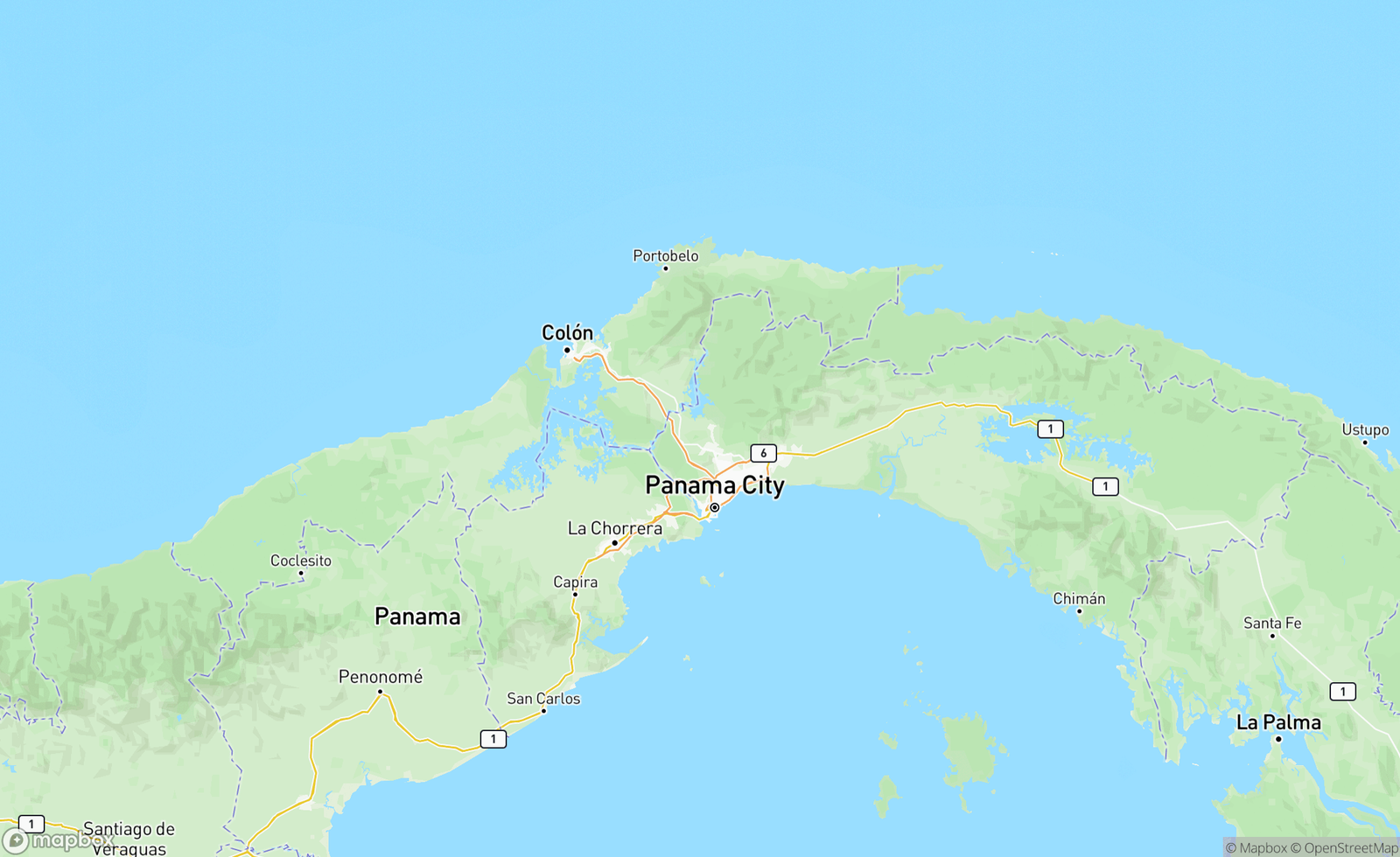 Map of Panamá City, Central America, PAN