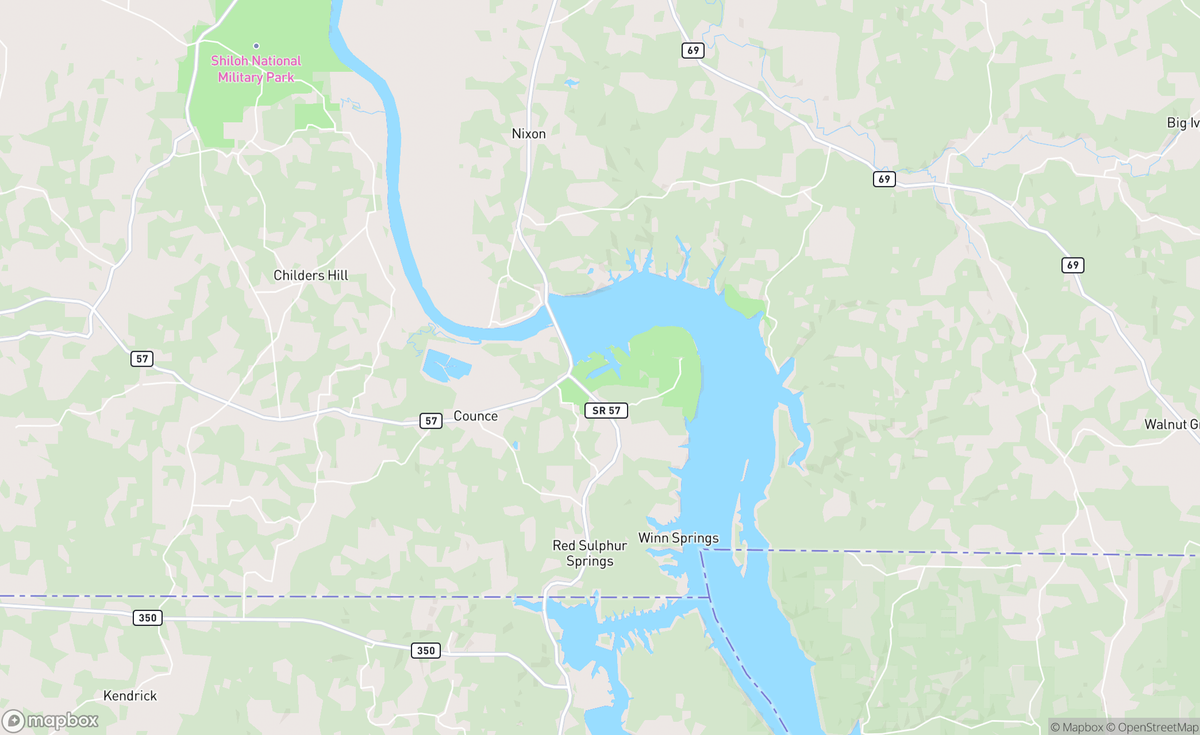 Map of Pickwick Lake, TN, USA