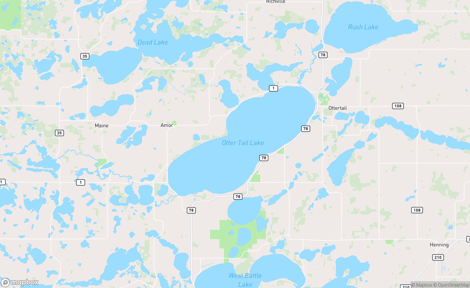 Map of Otter Tail Lake, MN, USA
