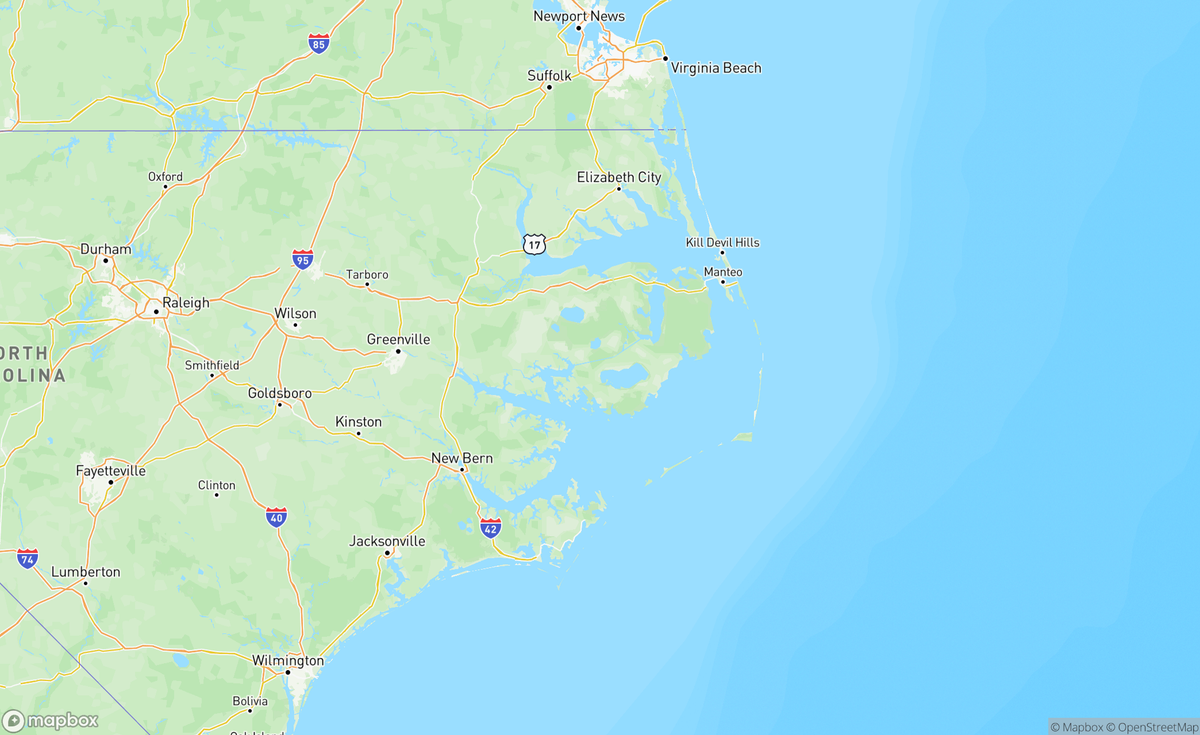 Map of Pamlico Sound, NC, USA