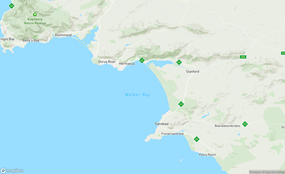 Map of Walker Bay, Western Cape, South Africa