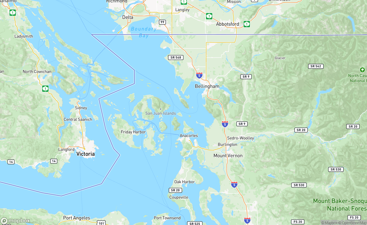 Map of Orcas Island, Bellingham, WA, USA