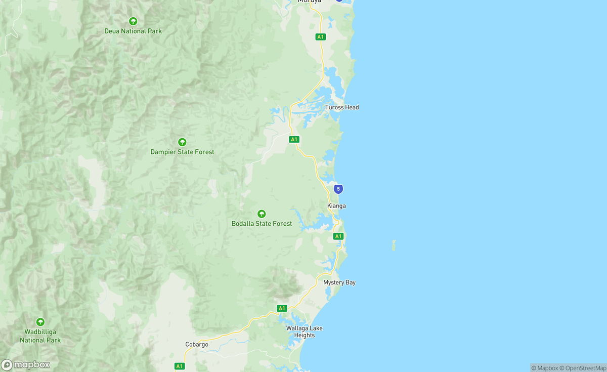 Map of Tuross Head to Mystery Bay, NSW, AUS