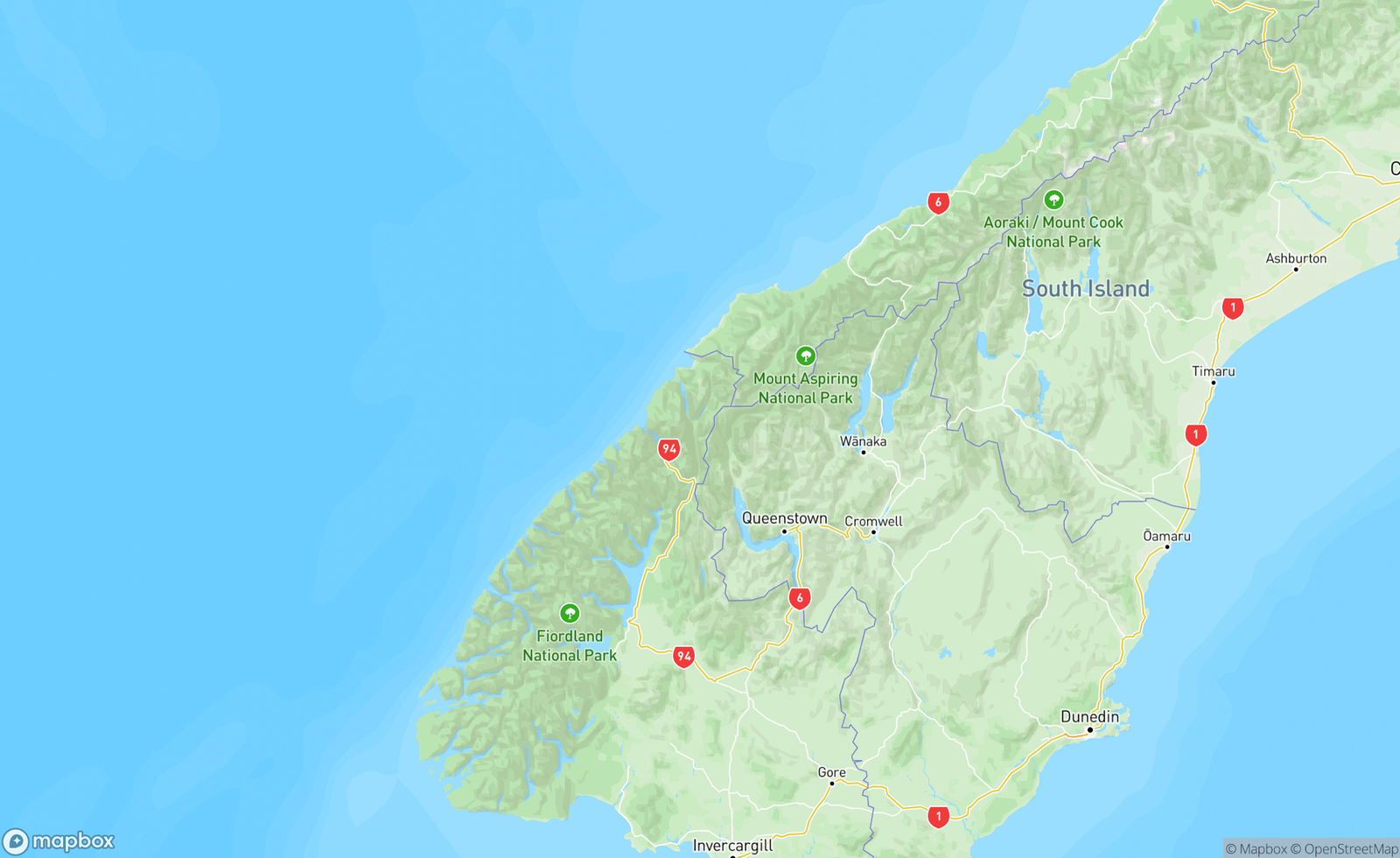Map of Te Anau, Queenstown, Southland, New Zealand / Aotearoa, NZL