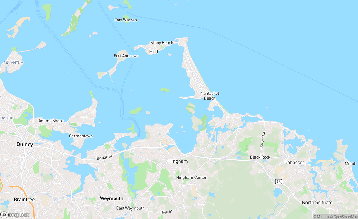 Map of Hingham Bay Hull Bay, MA, USA