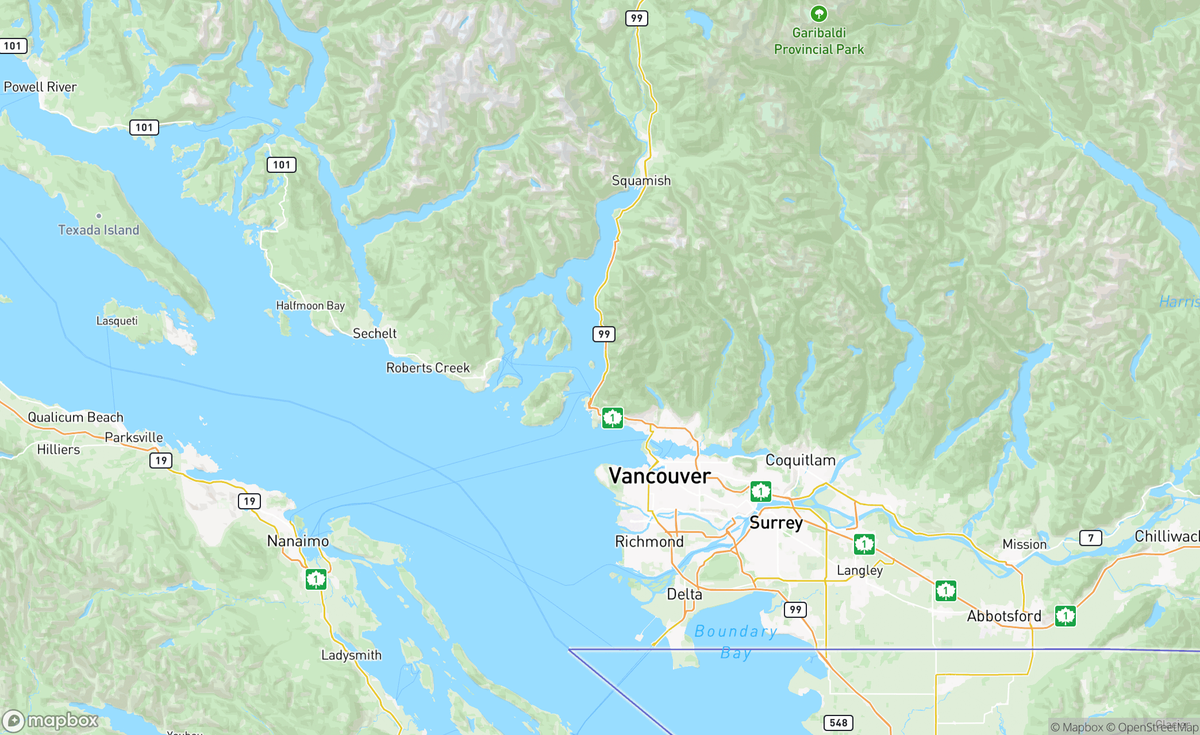Map of Howe Sound, BC, CAN