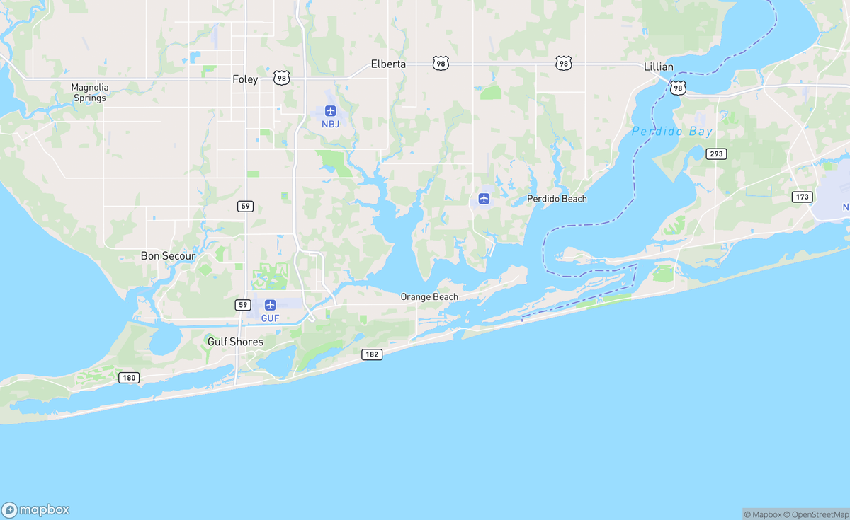 Map of Orange Beach, AL, USA