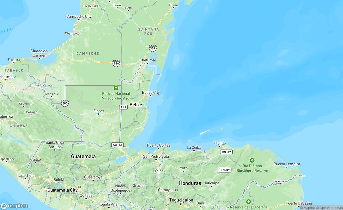 Map of Belize, Central America, BLZ
