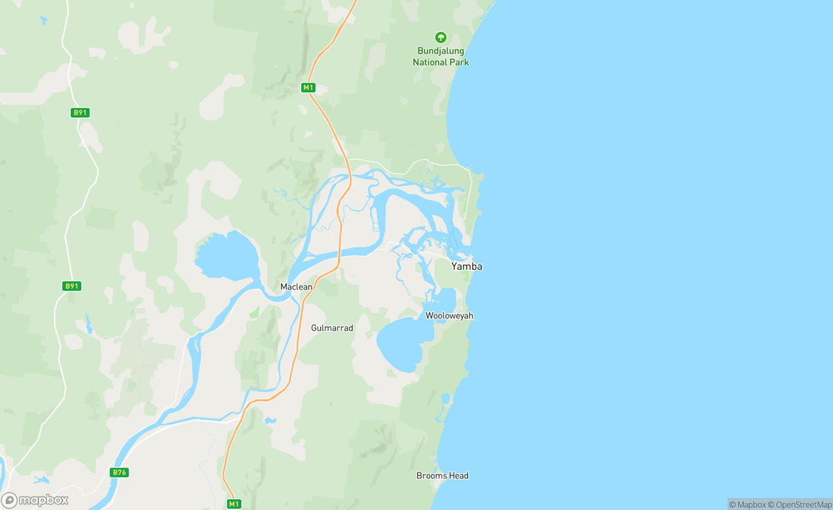 Map of Yamba, NSW, AUS