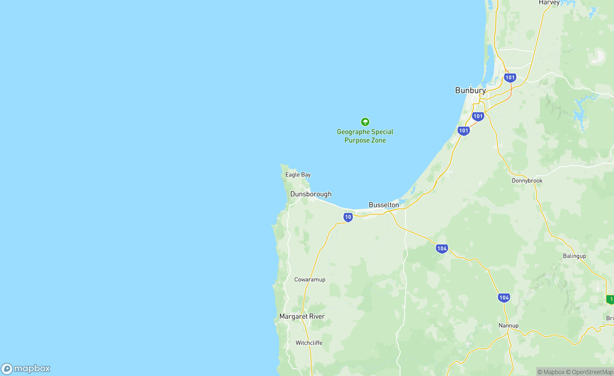 Map of Dunsborough, WA, AUS