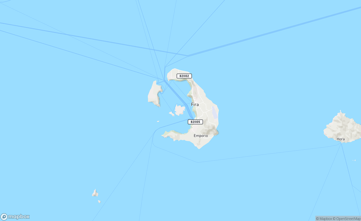 Map of Santorini, Greece