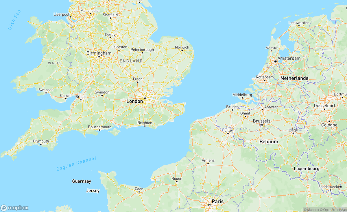 Map of English Channel, England, GBR