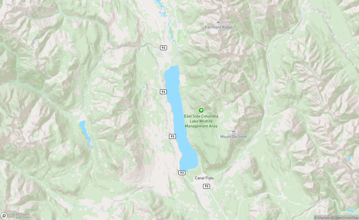 Map of Columbia Lake, BC, CAN
