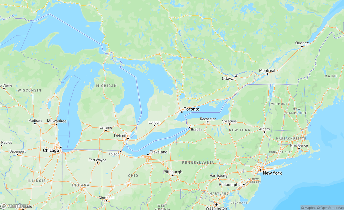 Map of The Great Lakes, ON, CAN