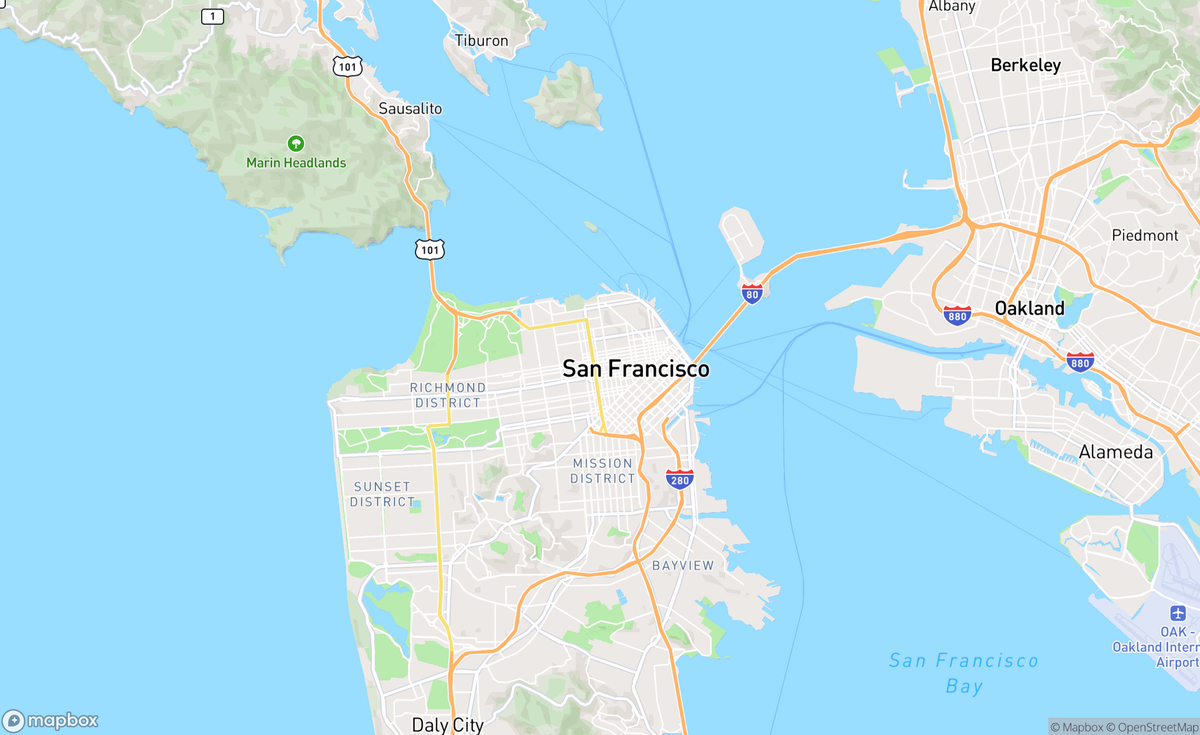Map of San Francisco, CA, USA