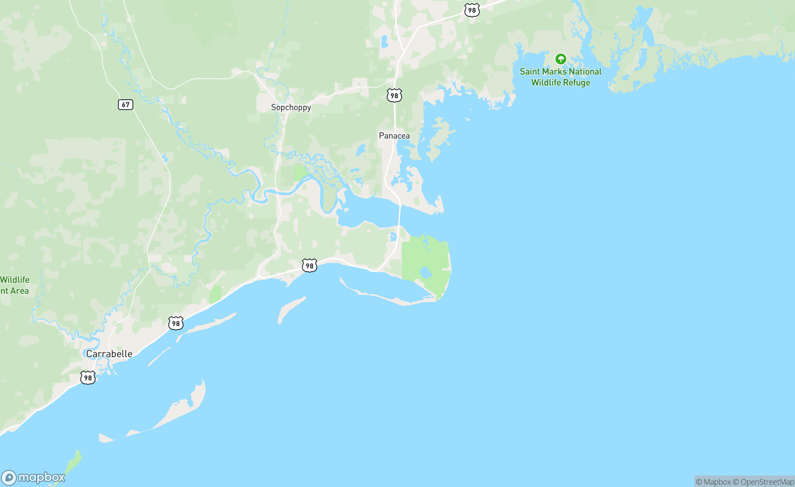 Map of Apalachee Bay, FL, USA