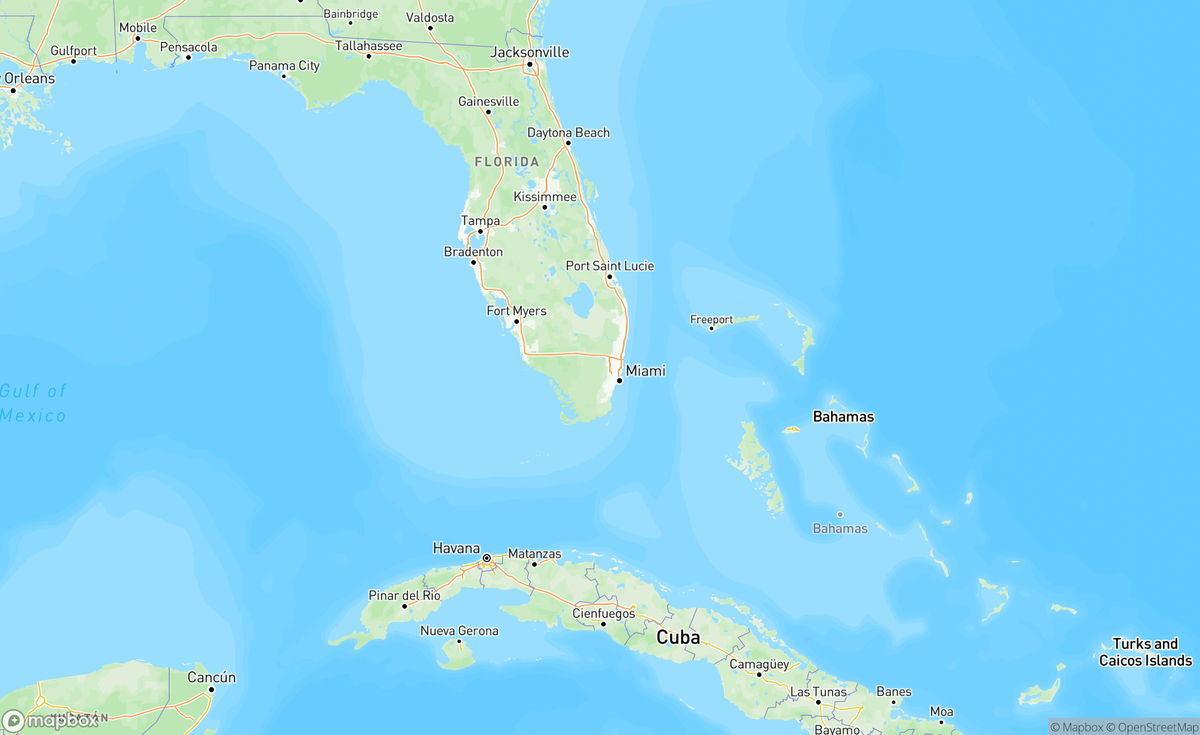 Map of Florida, FL, USA