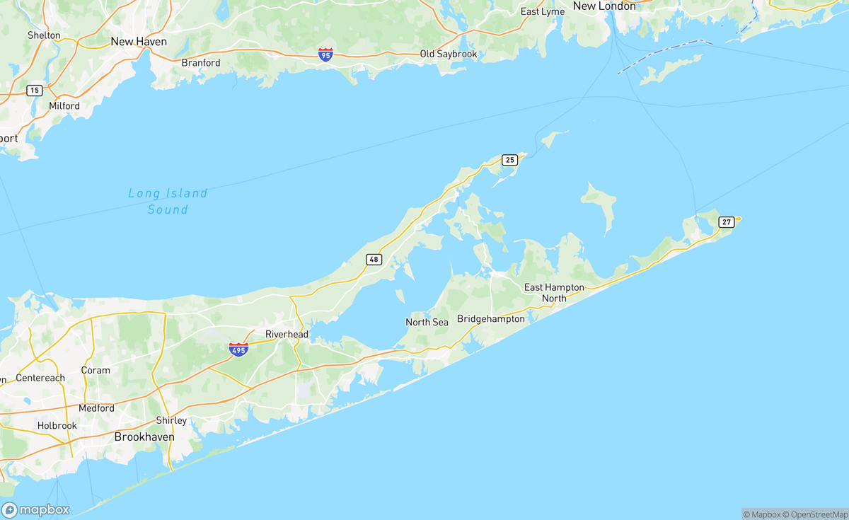 Map of Hamptons, NY, USA