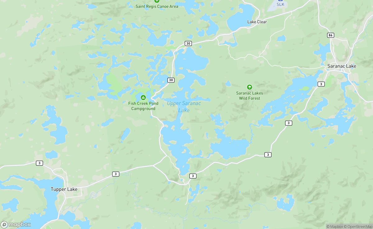 Map of Upper Saranac Lake, NY, USA