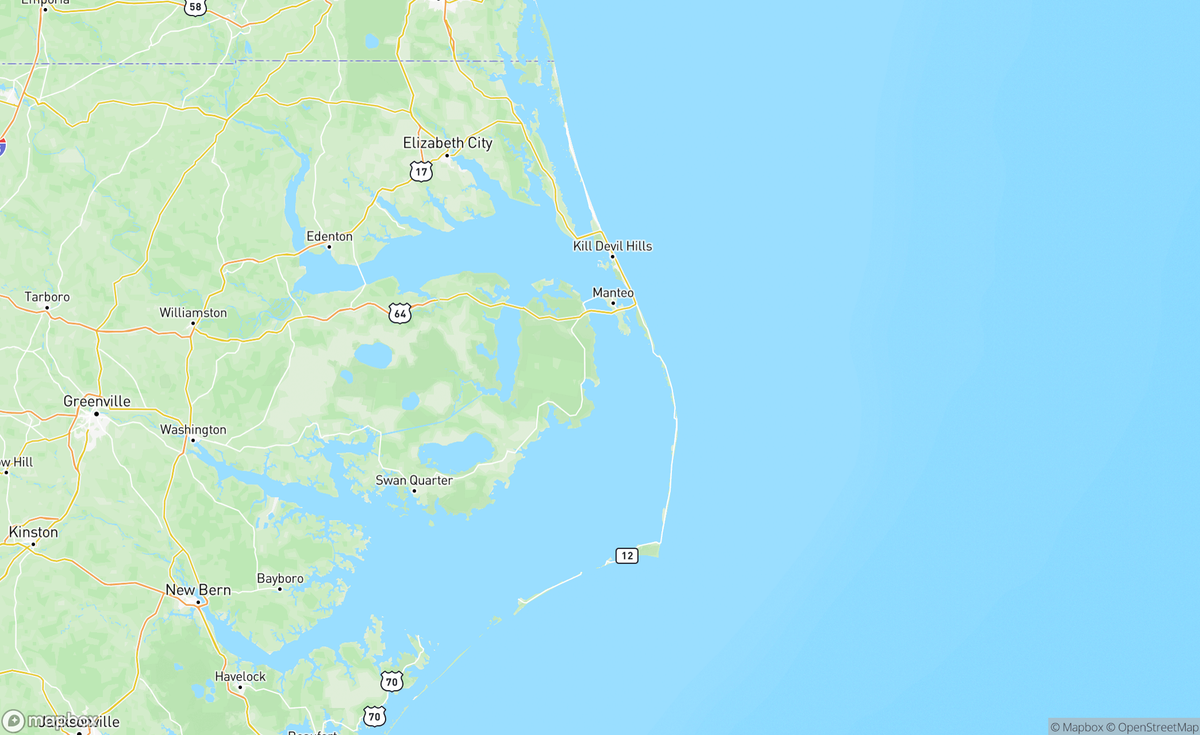 Map of Kitty Hawk, NC, USA