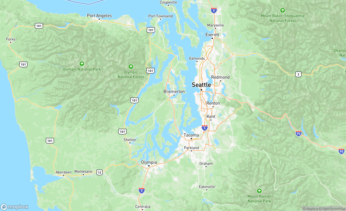Map of Puget Sound, WA, USA