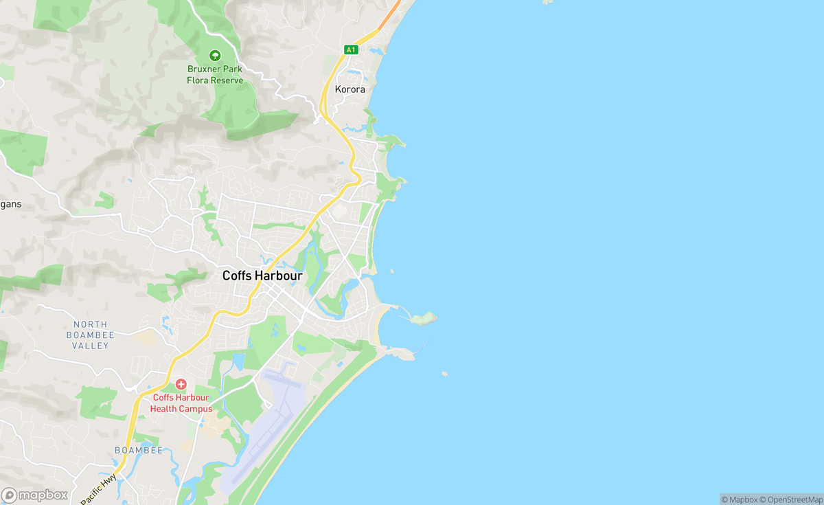 Map of Coffs Harbour, NSW, AUS