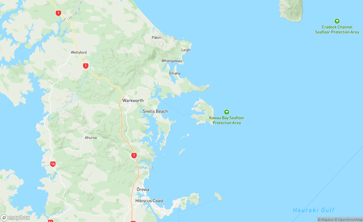Map of Kawau Bay, Auckland, New Zealand / Aotearoa, NZL