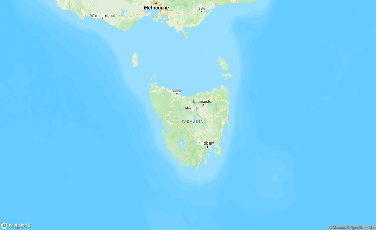 Map of Tasmania, AUS