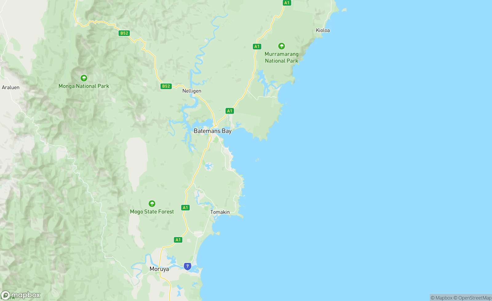 Map of Batemans Bay, NSW, AUS