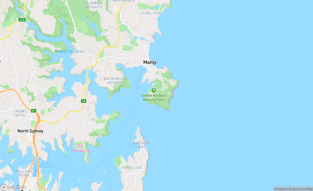 Map of Manly, NSW, AUS
