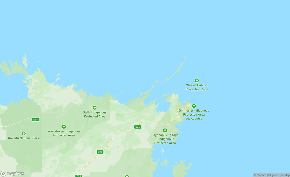 Map of Gove Peninsula, Nhulunbuy, NT, AUS