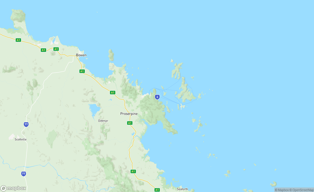 Map of Whitsundays, QLD, AUS