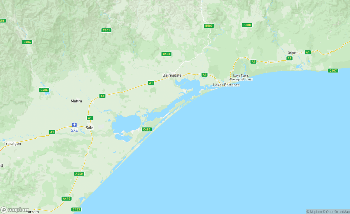 Map of Lake Entrance, VIC, AUS