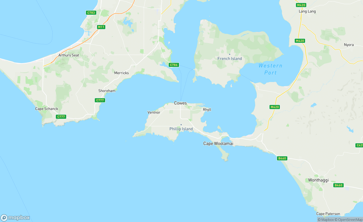 Map of Phillip Island, VIC, AUS
