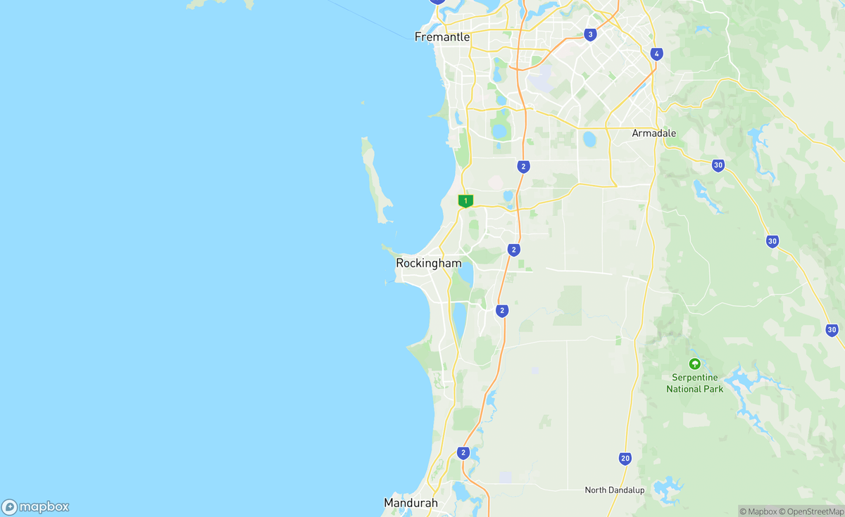 Map of Rockingham, WA, AUS