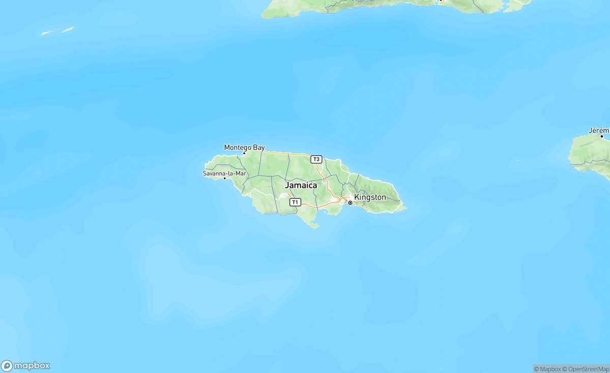 Map of Jamaica, JAM