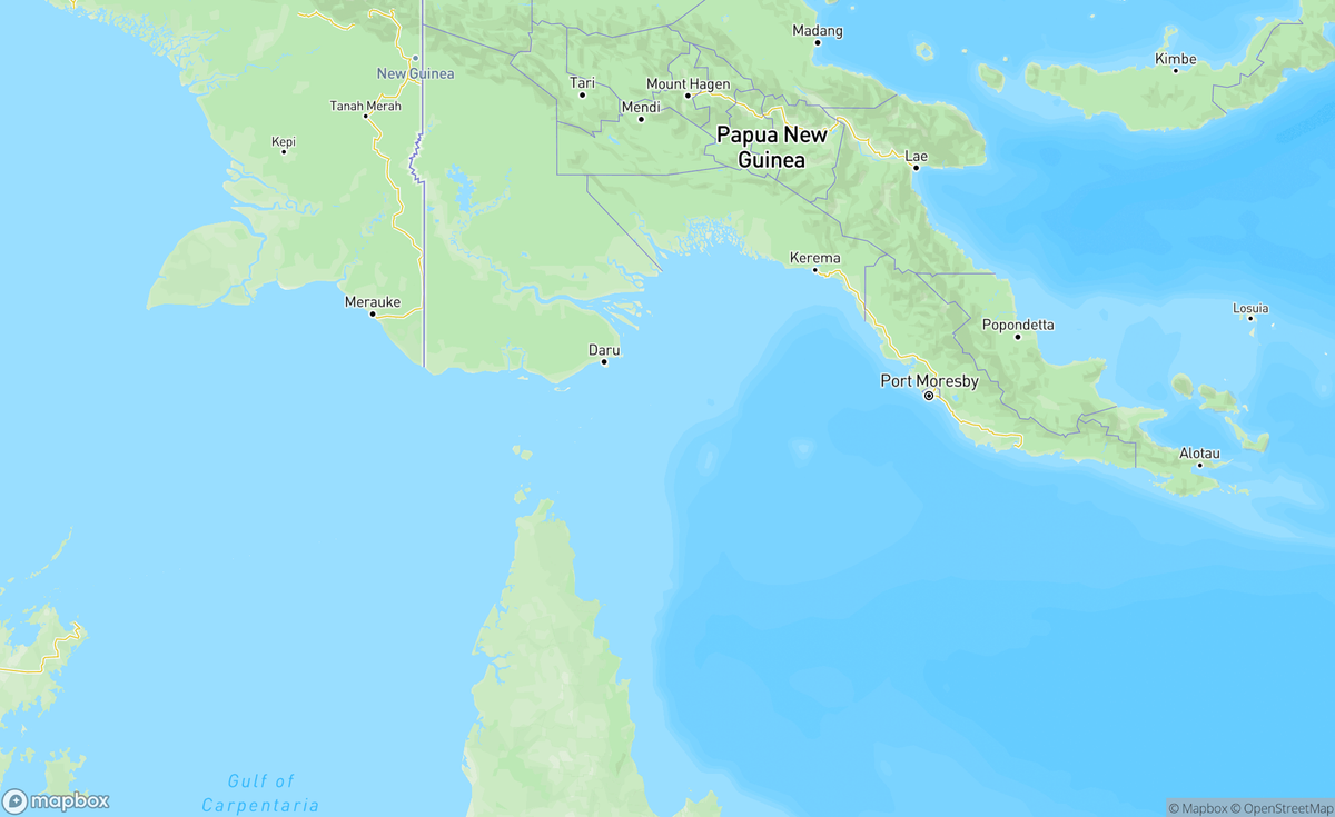 Map of Torres Strait Islands, QLD and PNG, AUS
